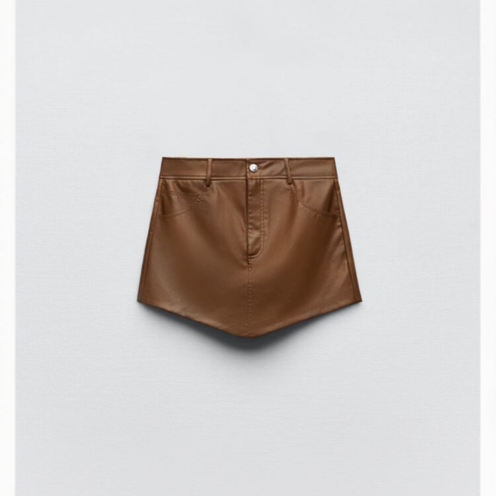 Zara Brown Leather Skort